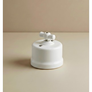 Porselen Yuvarlak Anahtarlar, Sıva Üstü, Beyaz