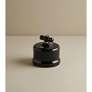 Porselen Yuvarlak Anahtarlar, Sıva Üstü, Siyah