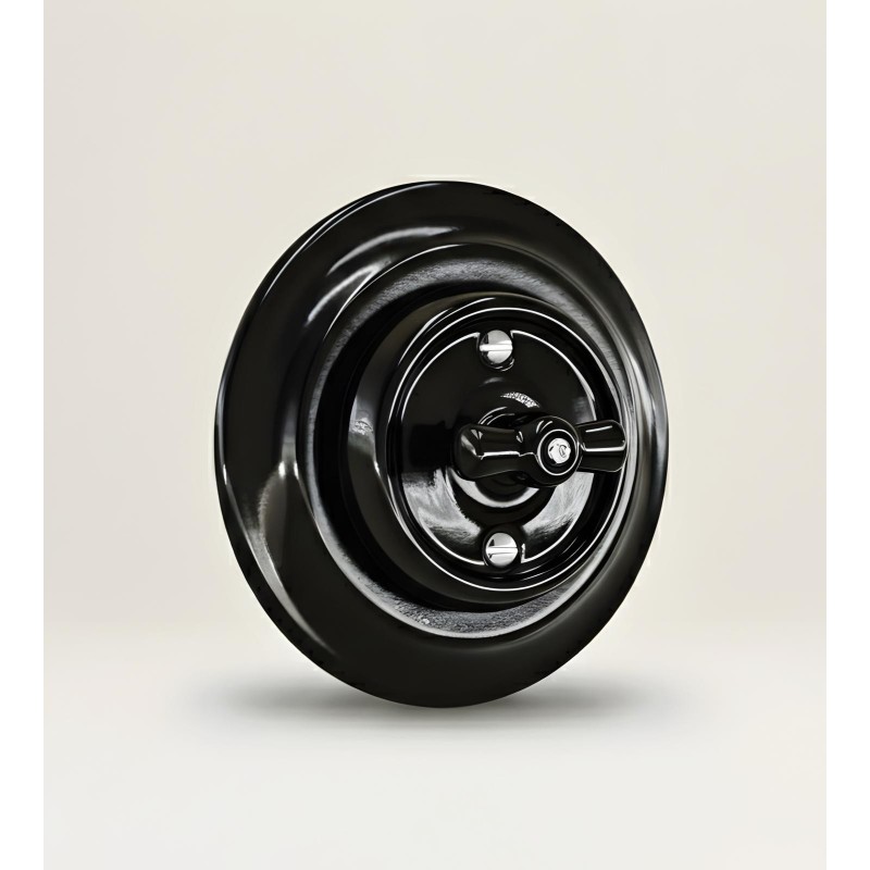 Porselen Yuvarlak Anahtarlar Sıva Altı , Siyah