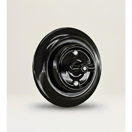 Porselen Yuvarlak Anahtarlar Sıva Altı , Siyah