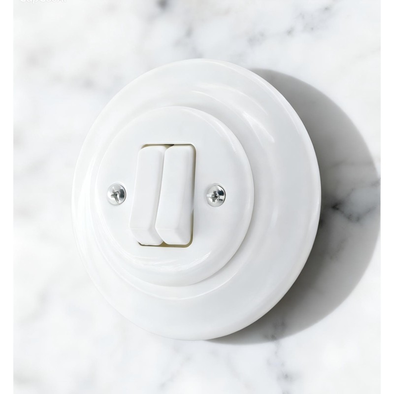 Porselen Tuşlu Anahtarlar 2 Tuşlu, Beyaz