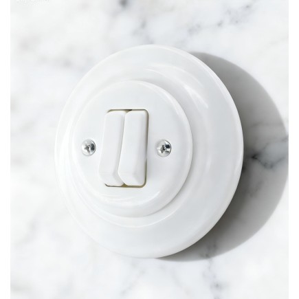 Porselen Tuşlu Anahtarlar 2 Tuşlu, Beyaz