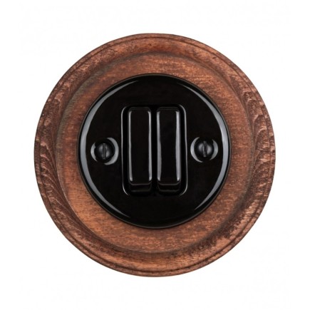 Porselen Tuşlu Anahtarlar 2 Tuşlu, Siyah