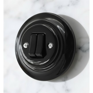 Porselen Tuşlu Anahtarlar 2 Tuşlu, Siyah