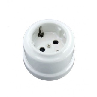 Porselen Yuvarlak Priz + Ahşap Çerçeve Seti SIVA ÜSTÜ