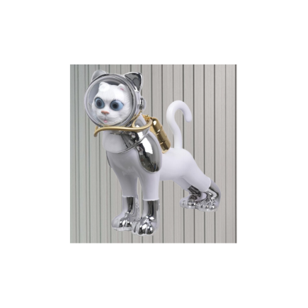 Dekoratif Kedi Heykelcik Beyaz