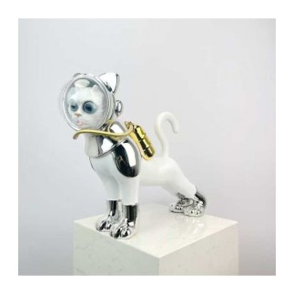 Dekoratif Kedi Heykelcik Beyaz