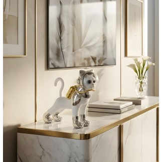 Dekoratif Kedi Heykelcik Beyaz