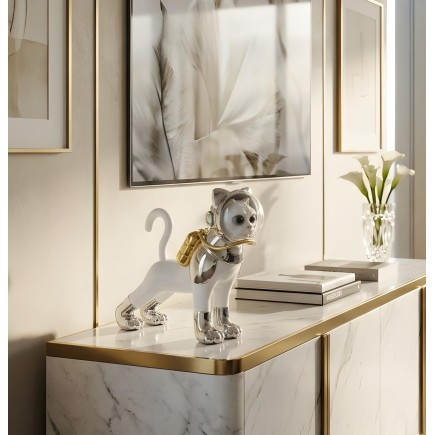 Dekoratif Kedi Heykelcik Beyaz