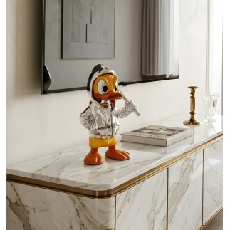Orta Dekoratif Duck Heykelcik Gümüş renk