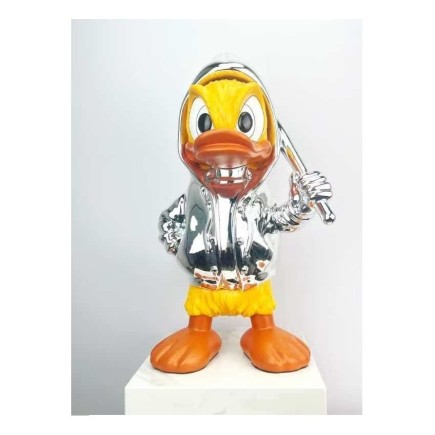 XL Büyük Dekoratif Duck Heykelcik Gümüş renk