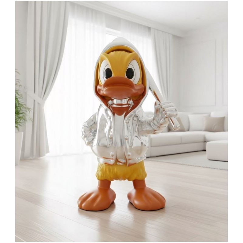 XL Büyük Dekoratif Duck Heykelcik Gümüş renk