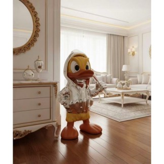 XL Büyük Dekoratif Duck Heykelcik Gümüş renk