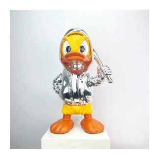 XL Büyük Dekoratif Duck Heykelcik Gümüş renk