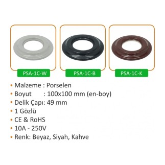 Porselen Yuvarlak Çerçeveler 1 Gözlü Sıva Altı