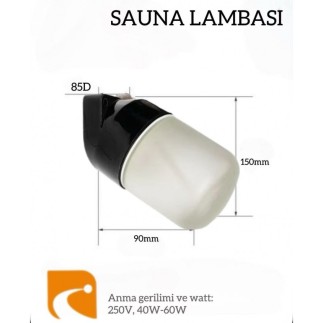 Banyo ve sauna için lamba, Siyah (E27)