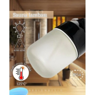 Banyo ve sauna için lamba, Siyah (E27)