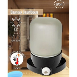Banyo ve sauna için lamba, Siyah (E27)