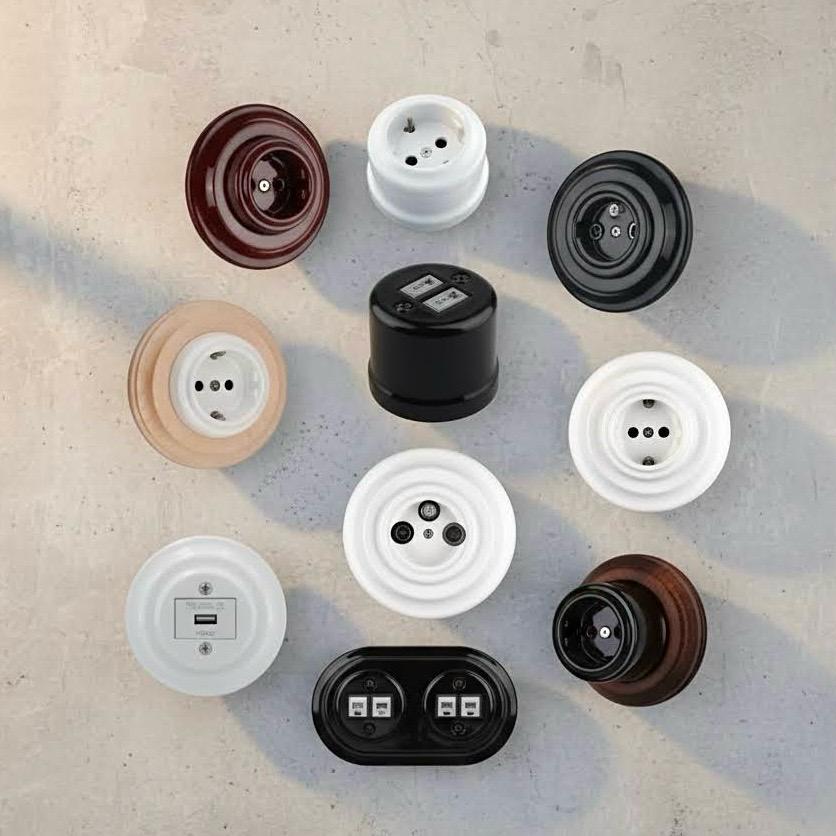  Porselen Anahtarlar, Prizler ve Çerçeveler 